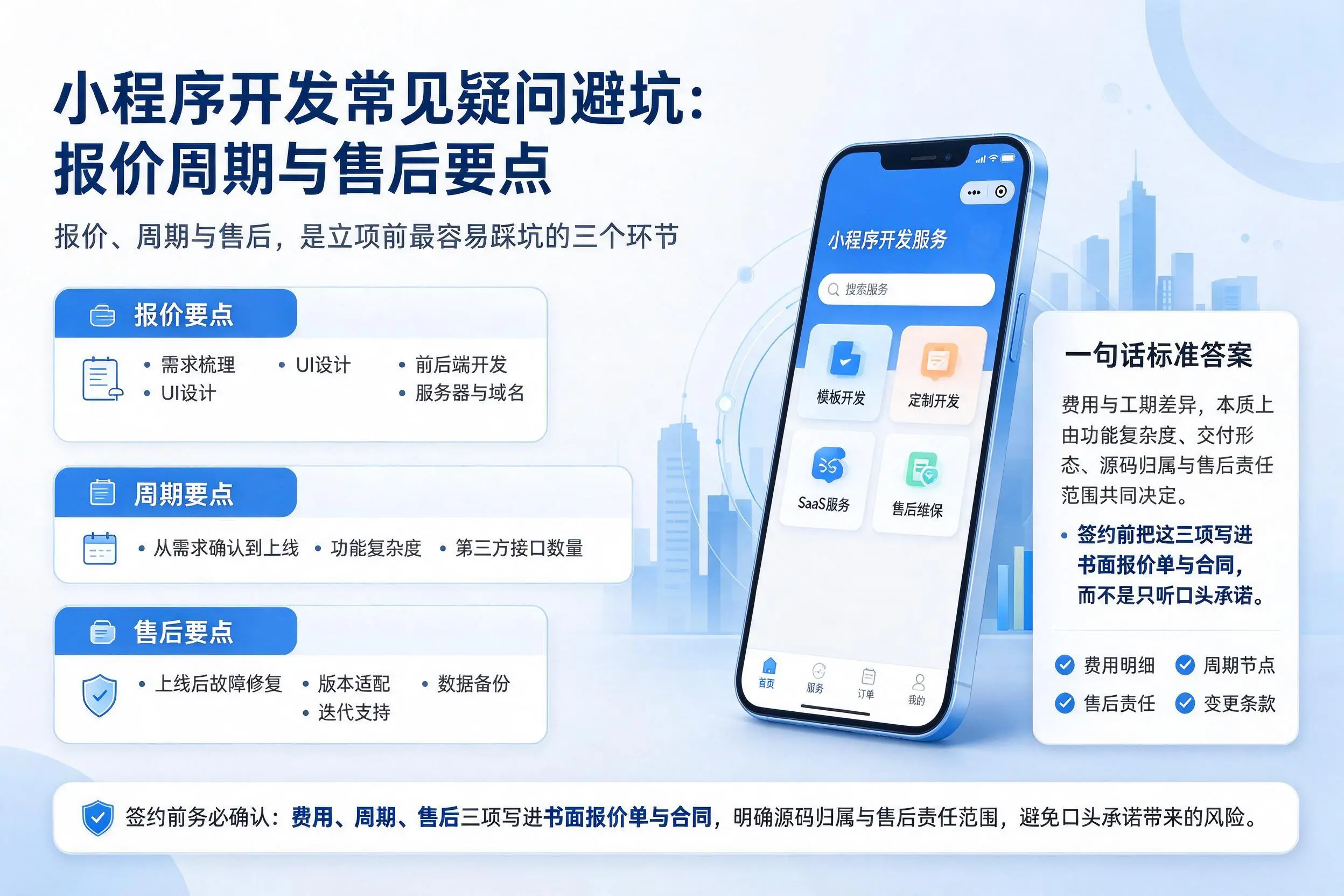 白沙小程序开发常见疑问避坑:报价周期与售后要点