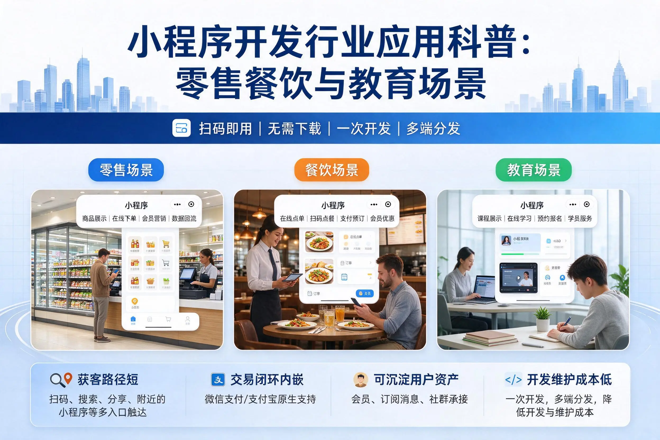 白沙小程序开发行业应用科普：零售餐饮与教育场景