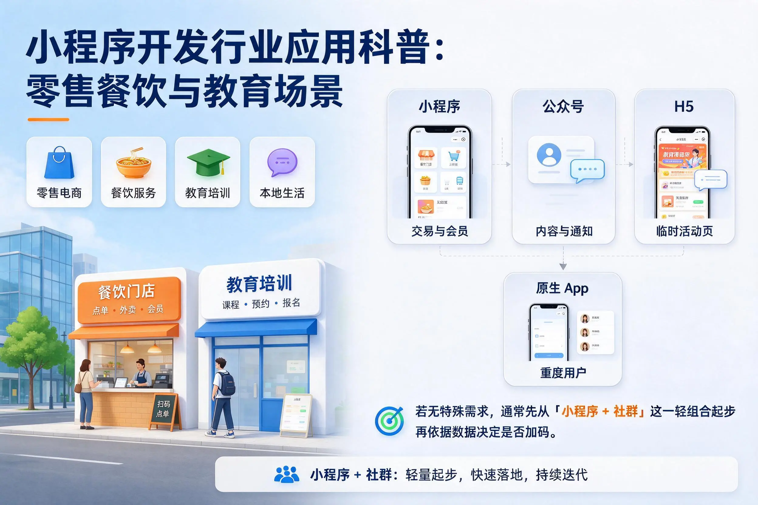 白沙小程序开发行业应用科普：零售餐饮与教育场景