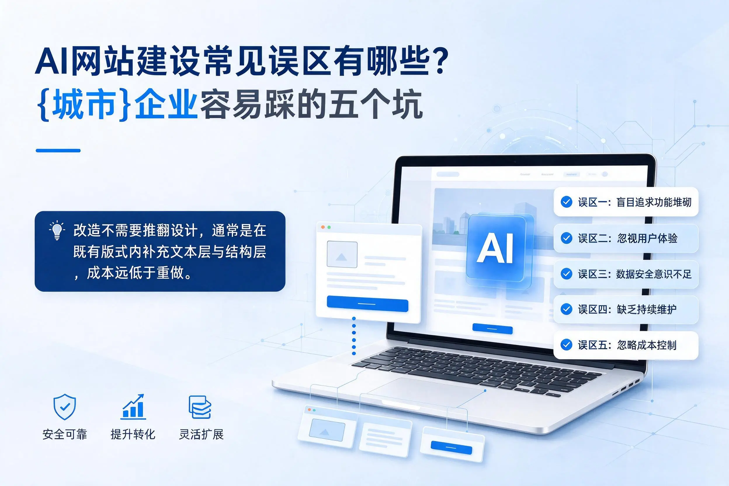 AI网站建设常见误区有哪些？白沙企业容易踩的五个坑