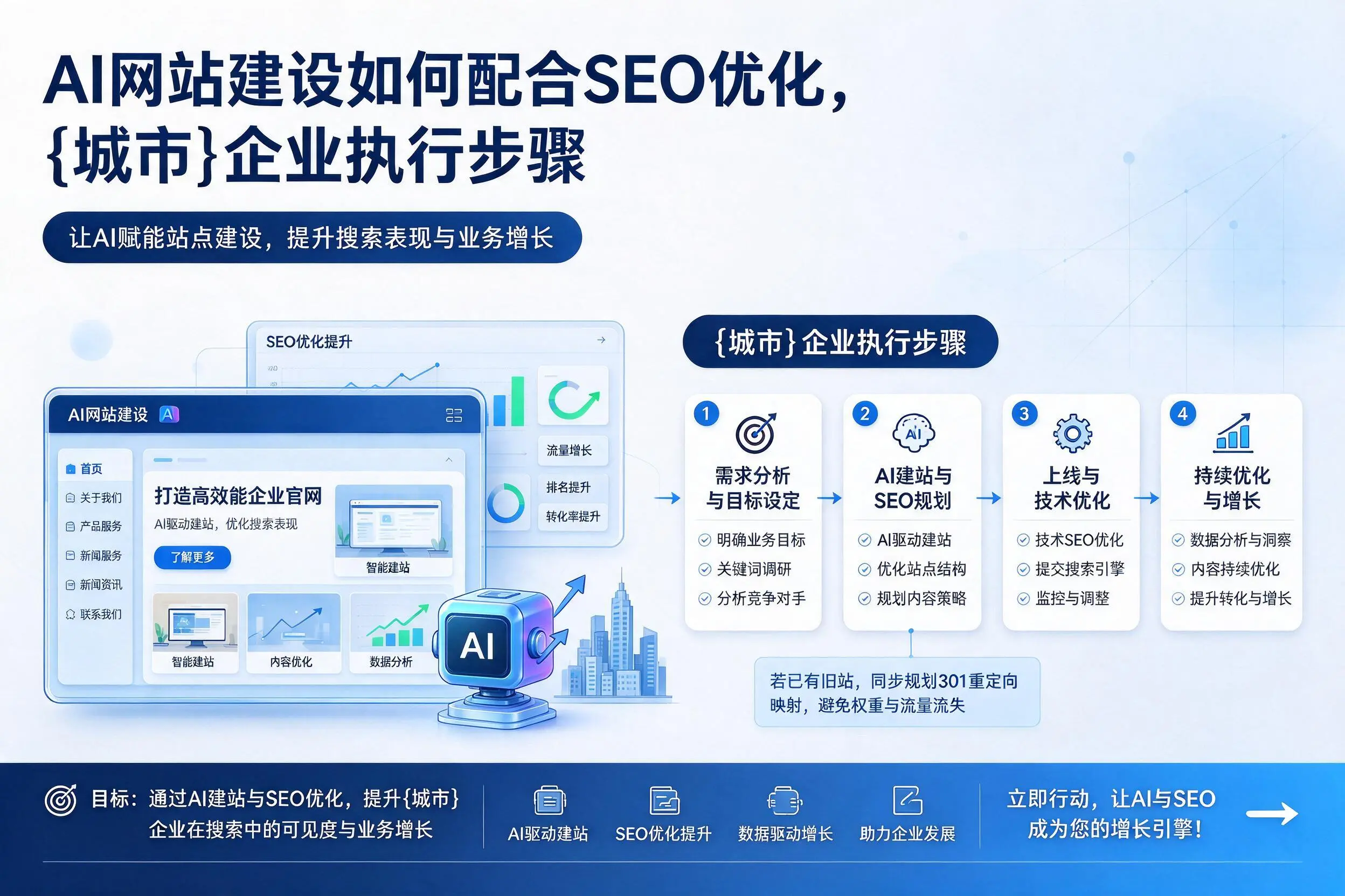 AI网站建设如何配合SEO优化，白沙企业执行步骤