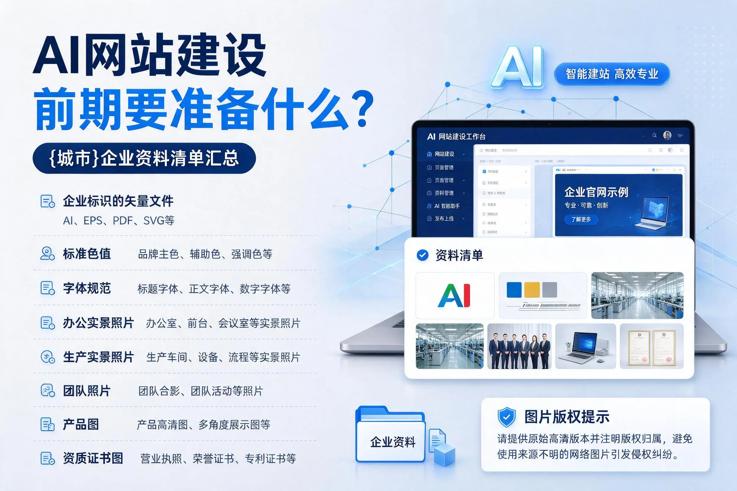 AI网站建设前期要准备什么?白沙企业资料清单汇总